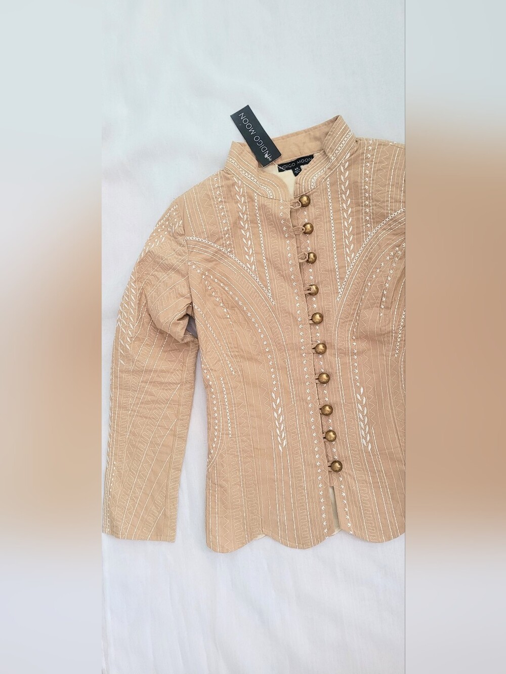 NWT! Boho Quilted Women's Fall Blazer Event Button Front Embroidered Jacket XS - Picture 11 of 16